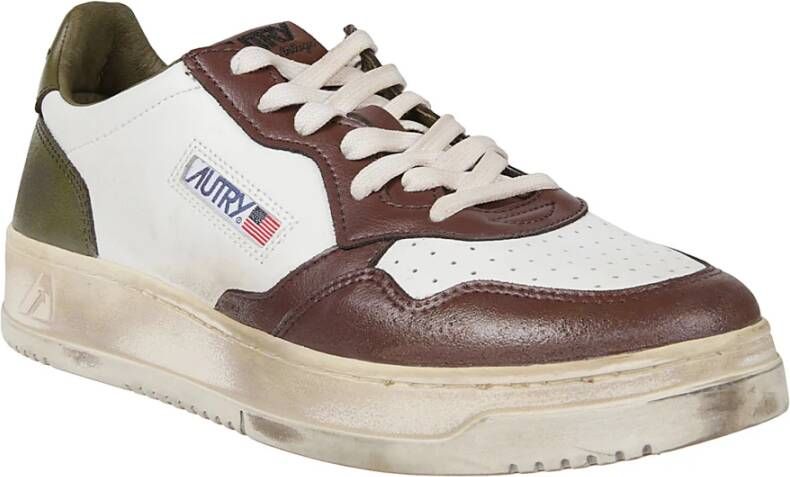 Autry Witte Leren Sneakers Vintage Stijl White Heren