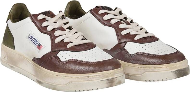 Autry Witte Leren Sneakers Vintage Stijl White Heren