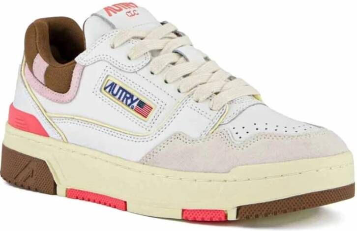 Autry Roze leren sneakers met suède inzetstukken Multicolor Dames