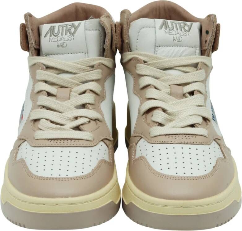 Autry Vintage Stijl Leren Sneakers Beige Dames