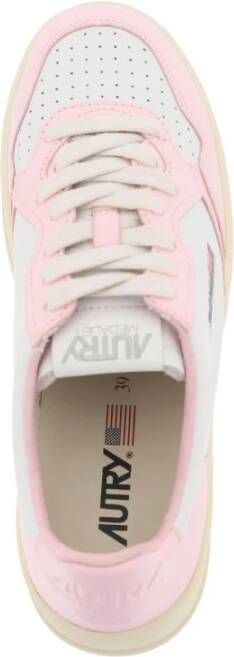 Autry Leren lage sneakers met geperforeerde neus Pink Dames