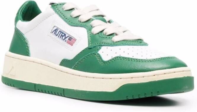 Autry Witte Groene Leren Sneakers Geperforeerde Details Green Dames