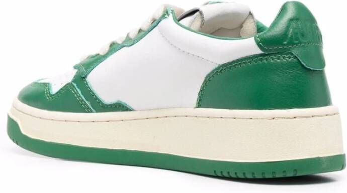 Autry Witte Groene Leren Sneakers Geperforeerde Details Green Dames