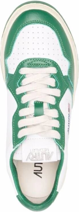 Autry Witte Groene Leren Sneakers Geperforeerde Details Green Dames