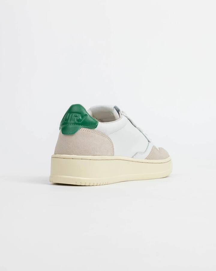 Autry Witte Leren Lage Sneakers met Groene Details Wit Dames