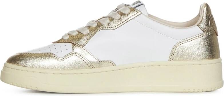 Autry Witte Leren Sneakers met Gouden Inzetstukken Wit Dames