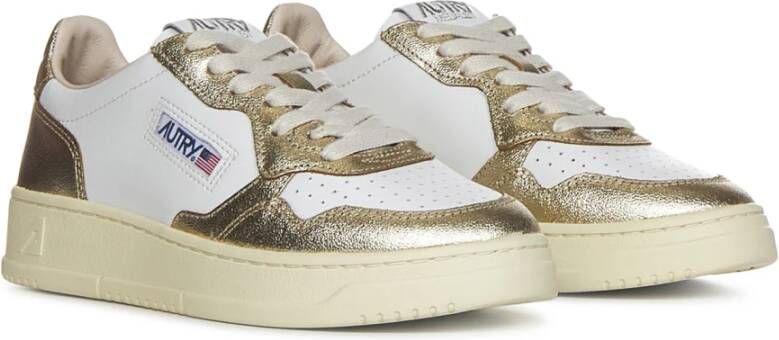 Autry Witte Leren Sneakers met Gouden Inzetstukken Wit Dames