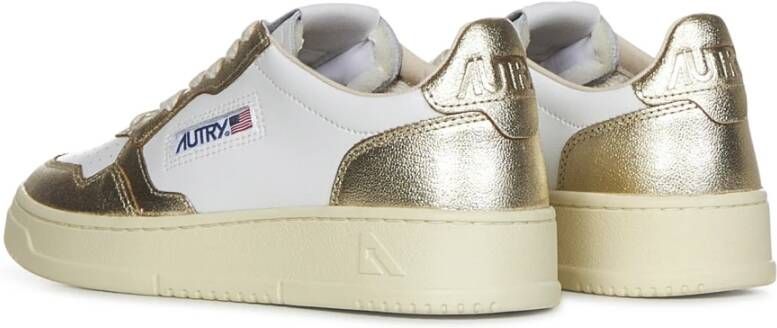 Autry Witte Leren Sneakers met Gouden Inzetstukken Wit Dames