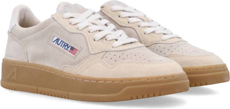 Autry Suède Leren Lage Sneakers Beige Dames