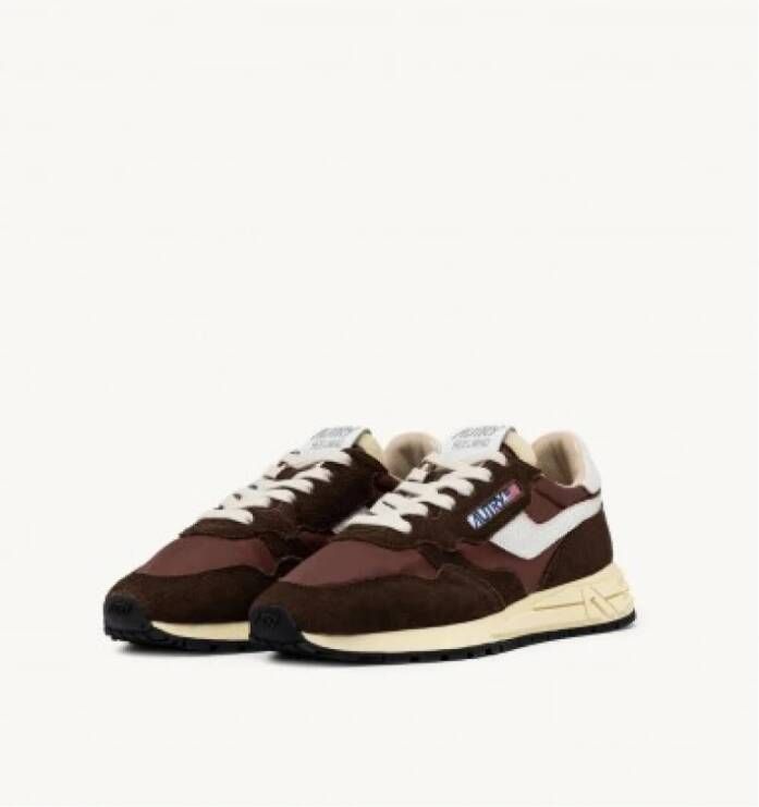 Autry Urban stijl sneakers met gebarsten leer Brown Dames