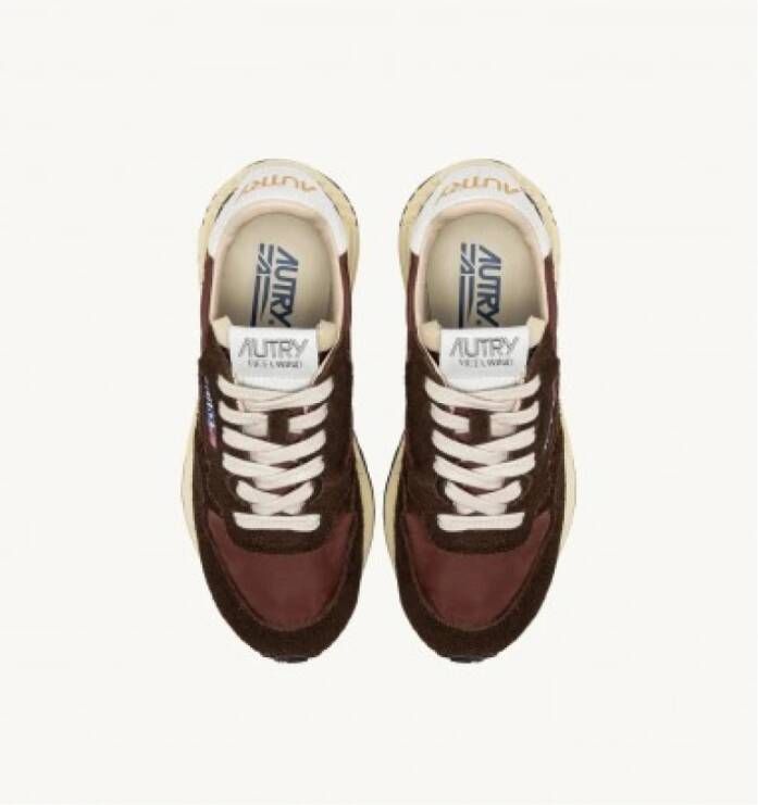 Autry Urban stijl sneakers met gebarsten leer Brown Dames