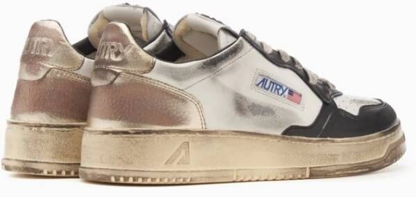 Autry Vintage Medalist Leren Sneakers in Wit Goud Zwart Multicolor Dames