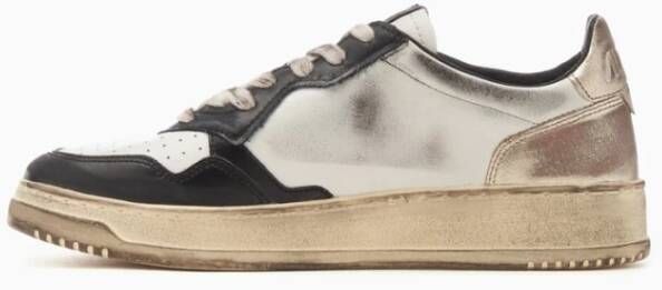 Autry Vintage Medalist Leren Sneakers in Wit Goud Zwart Multicolor Dames