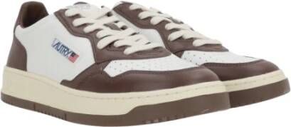 Autry Wit Bruin Lage-Top Leren Sneakers Brown Heren