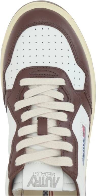 Autry Wit Bruin Lage-Top Leren Sneakers Brown Heren