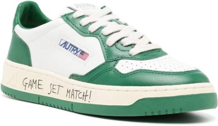 Autry Wit Groene Sneakers Paneel Ontwerp Green Dames