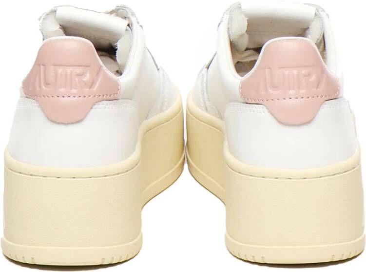 Autry Wit Roze Leren Sneakers Beige Dames