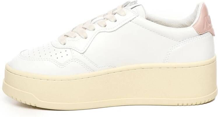 Autry Wit Roze Leren Sneakers Beige Dames