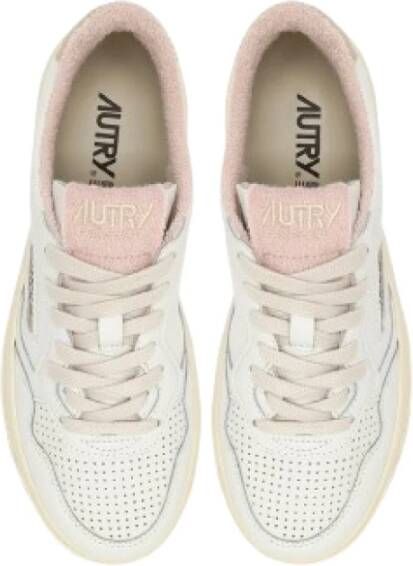 Autry Wit Roze Leren Sneakers White Dames