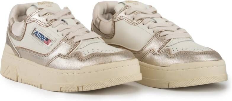 Autry Wit Goud Dames Leren Sneakers Gray Dames