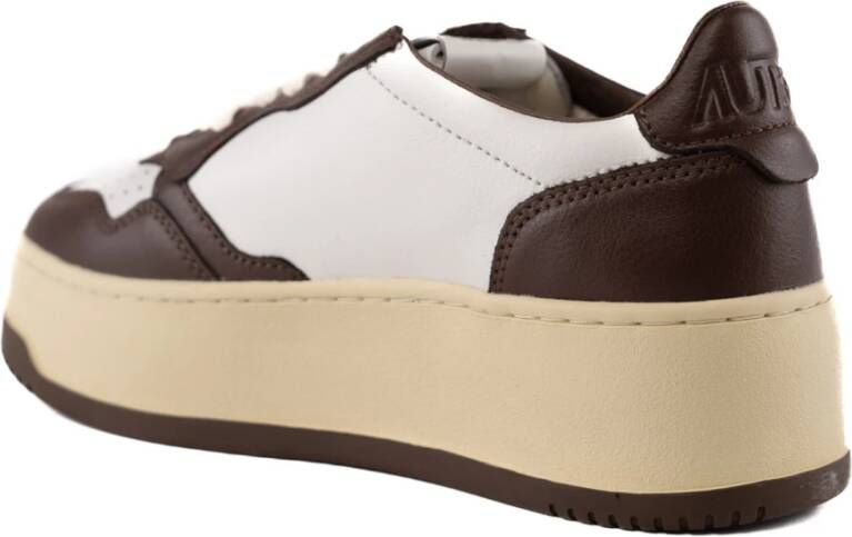 Autry Wit Kastanje Leren Platform Sneakers Brown Dames