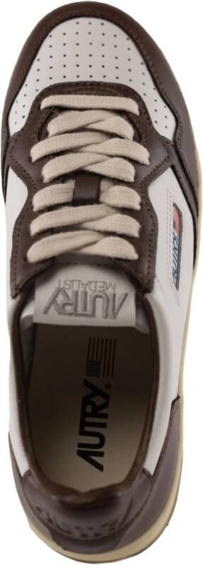 Autry Wit Kastanje Leren Platform Sneakers Brown Dames