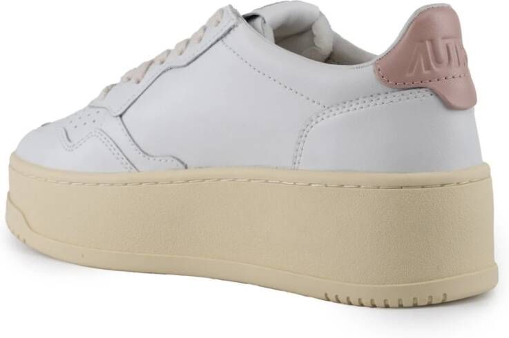 Autry Wit Roze Leren Platform Sneakers White Dames