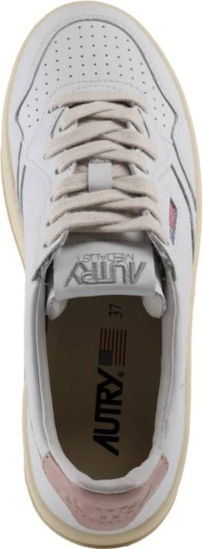 Autry Wit Roze Leren Platform Sneakers White Dames