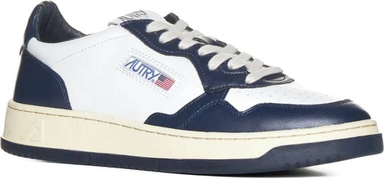 Autry Witte Blauwe Leren Lage Sneakers Blue Heren