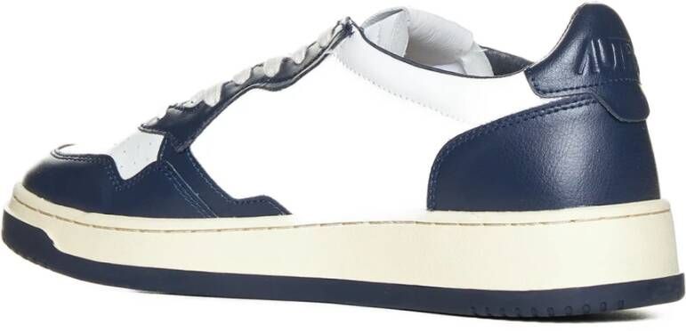 Autry Witte Blauwe Leren Lage Sneakers Blue Heren