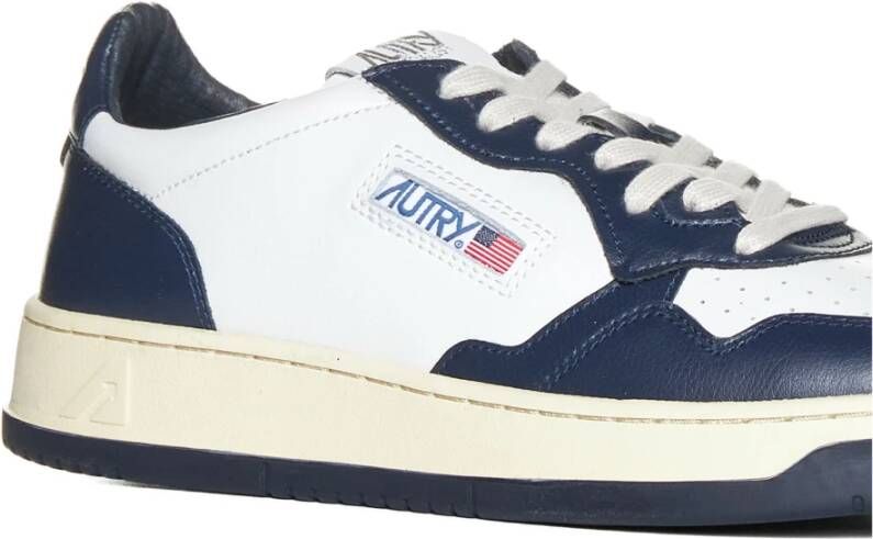 Autry Witte Blauwe Leren Lage Sneakers Blue Heren