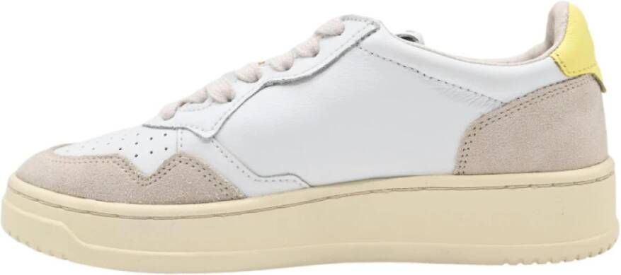 Autry Witte en gele leren sneakers White Dames