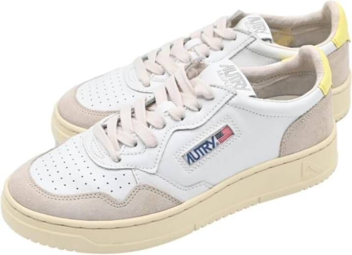 Autry Witte en gele leren sneakers White Dames