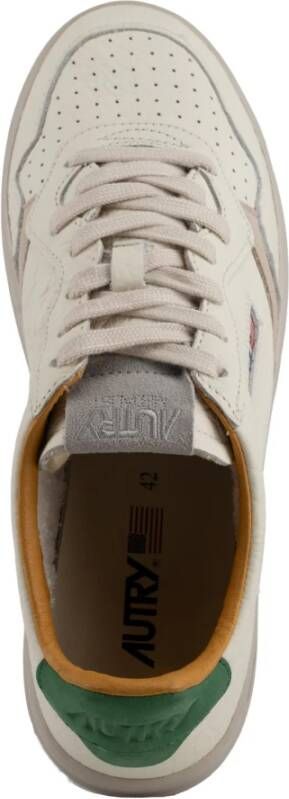 Autry Witte en groene leren sneakers White Heren