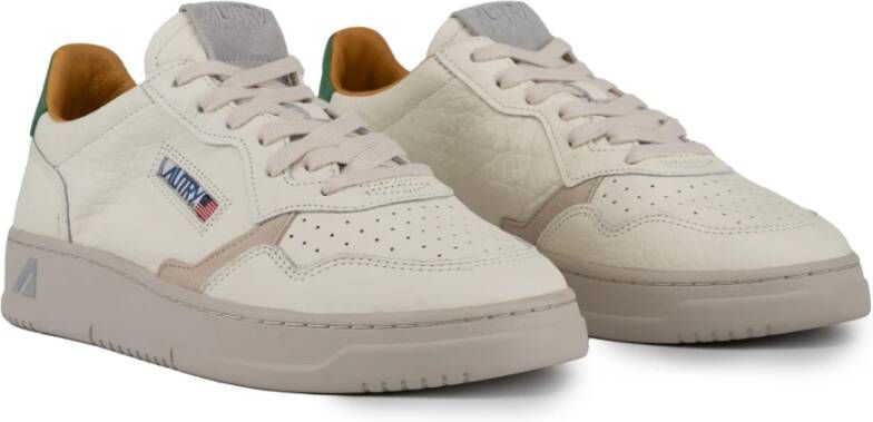 Autry Witte en groene leren sneakers White Heren