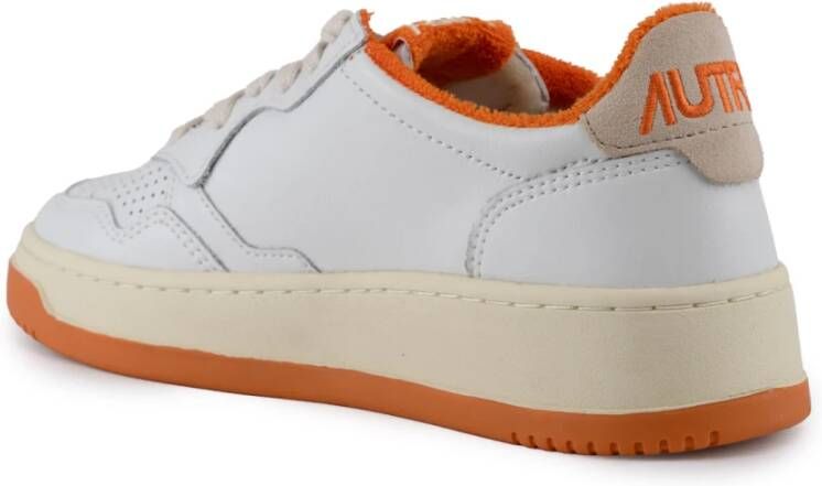 Autry Witte en Oranje Medalist Lage Sneakers White Dames