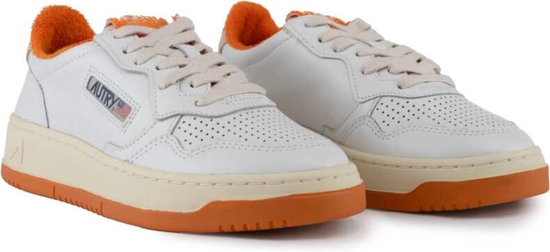 Autry Witte en Oranje Medalist Lage Sneakers White Dames