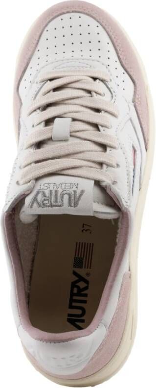 Autry Witte en roze leren sneakers White Dames