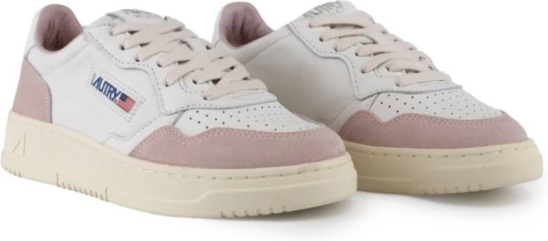 Autry Witte en roze leren sneakers White Dames