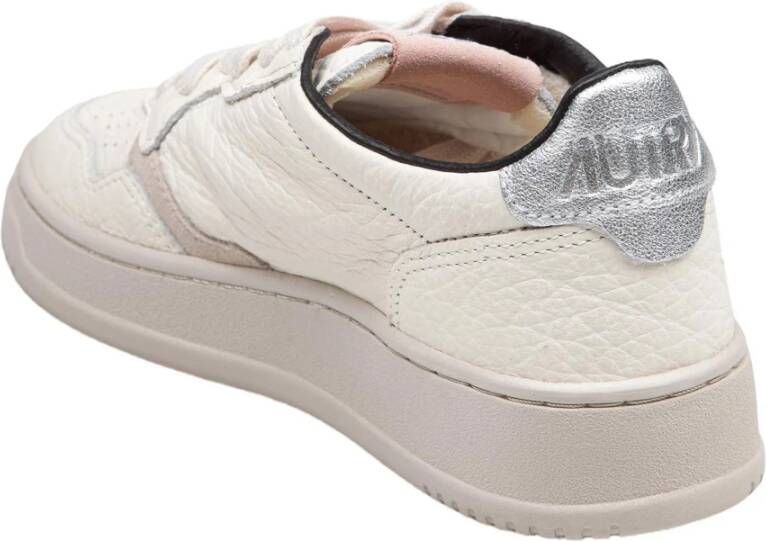 Autry Witte & Zilveren Leren Sneakers White Dames