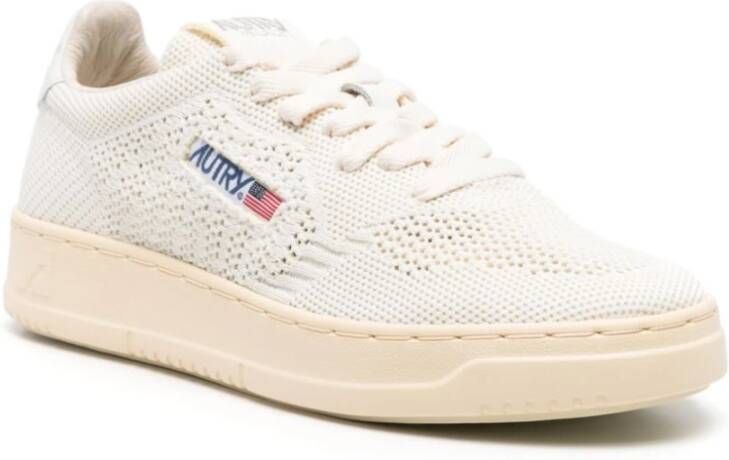 Autry Witte Gebreide Logo Sneakers White Heren