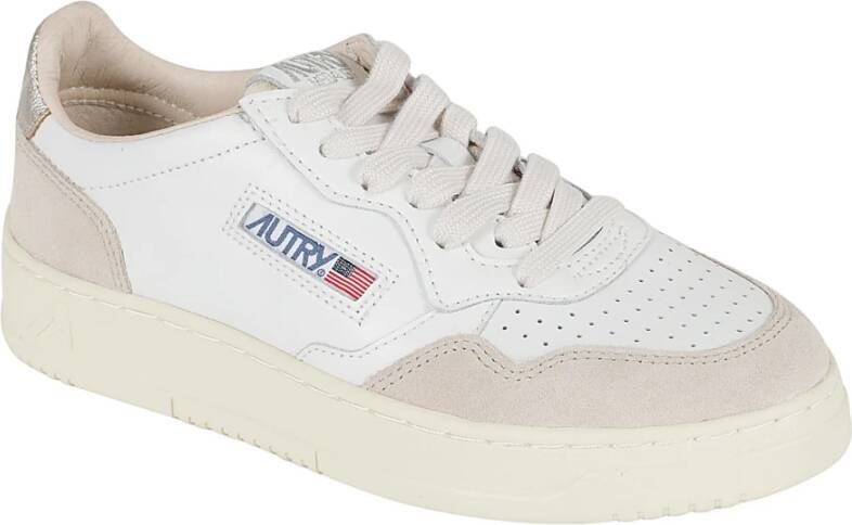 Autry Witte Gouden Sneakers met Geperforeerde Details White Dames