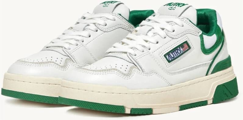 Autry Witte Groene Leren Basketbalsneakers White Heren