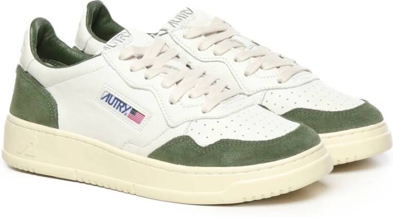 Autry Witte Groene Leren Sneakers White Heren