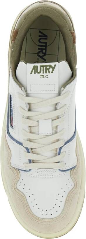 Autry Witte lage sneakers met groene details White Heren