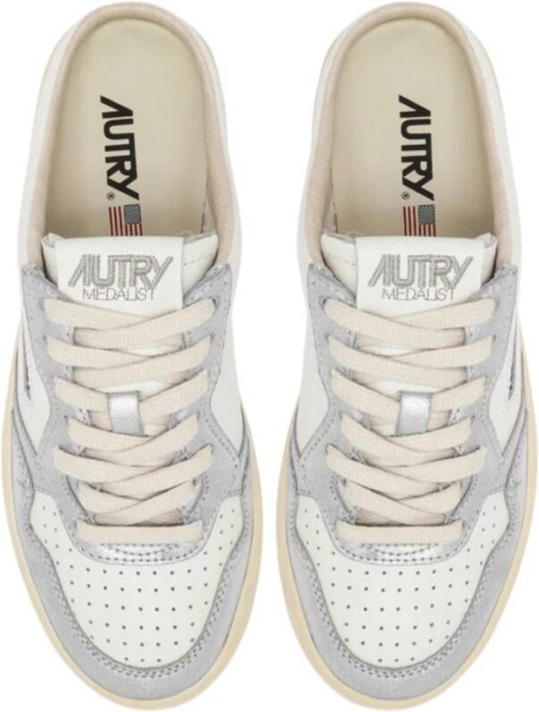 Autry Witte Leren Color Block Platte Schoenen White Dames