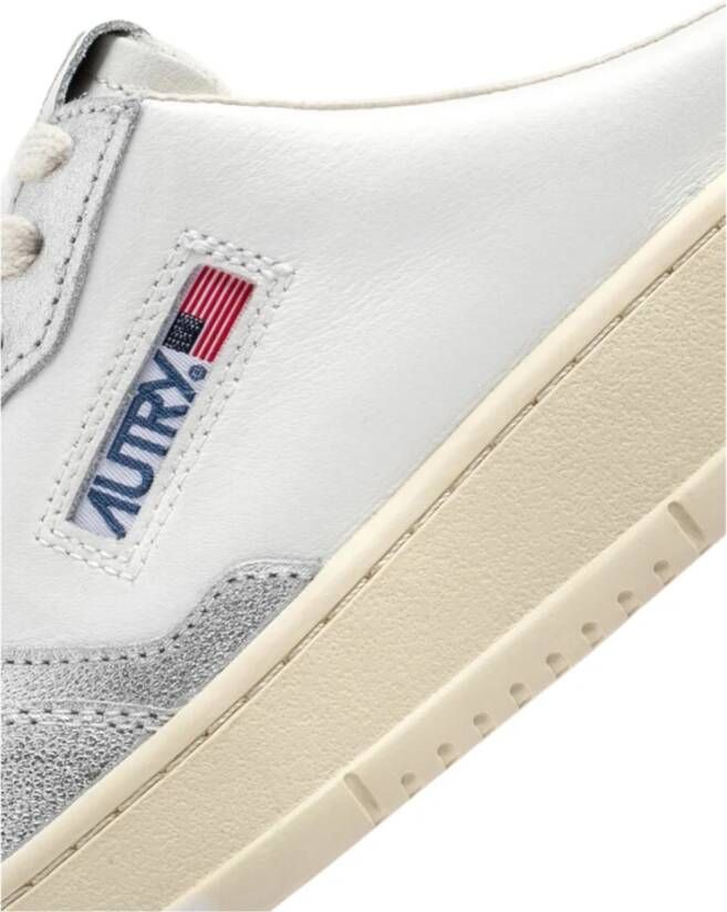 Autry Witte Leren Color Block Platte Schoenen White Dames