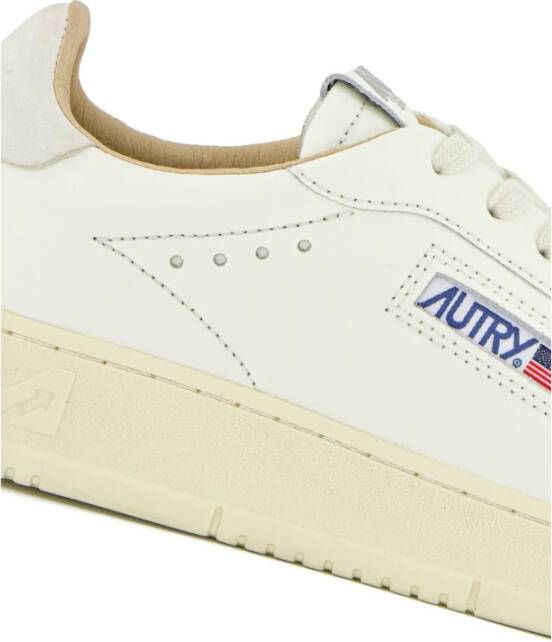 Autry Witte Leren Lage Sneakers Beige Heren