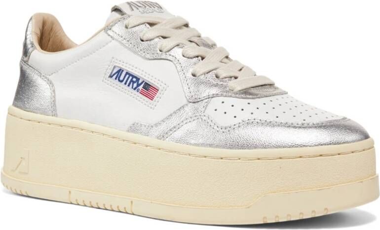 Autry Witte Leren Platform Sneakers Gray Dames