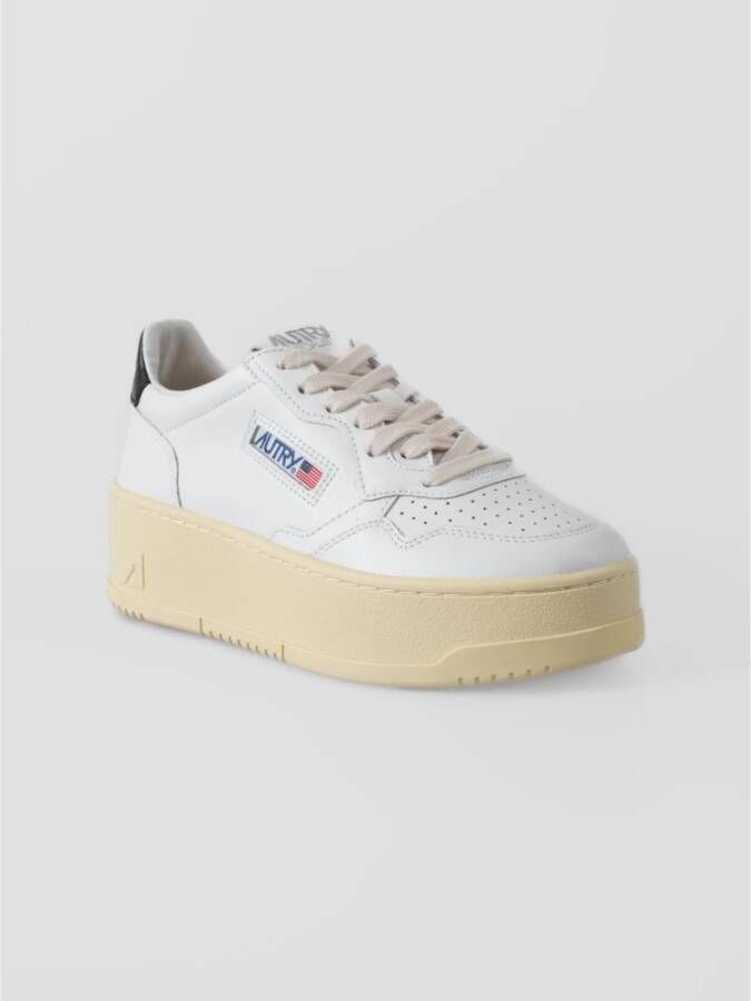 Autry Witte Leren Platform Sneakers White Dames